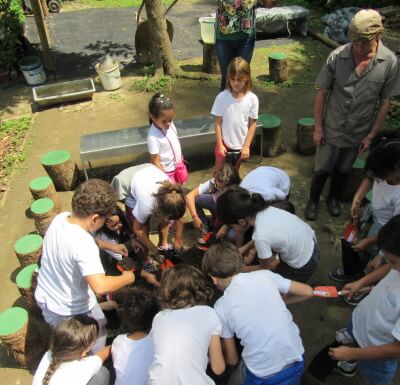 crianças plantando com Les Jardins de Voltaire